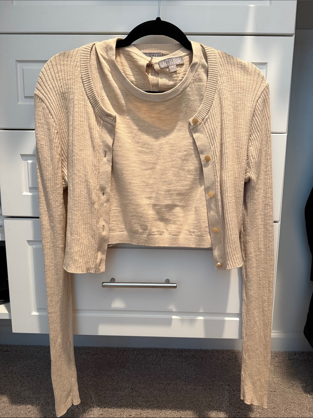 J. Crew Ribbed Cropped Cardigan & Tank Set